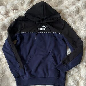 Puma Men's Black Blue Colorblock Hoodie S Small New